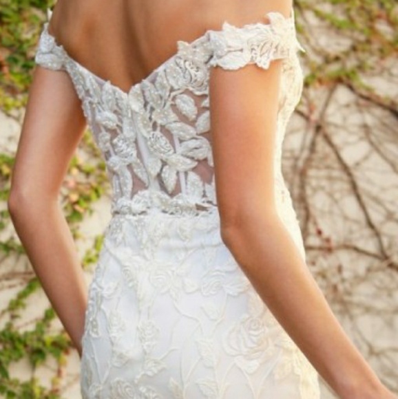 Off shoulder lace White wedding dress evening bridal gown - Picture 6 of 7